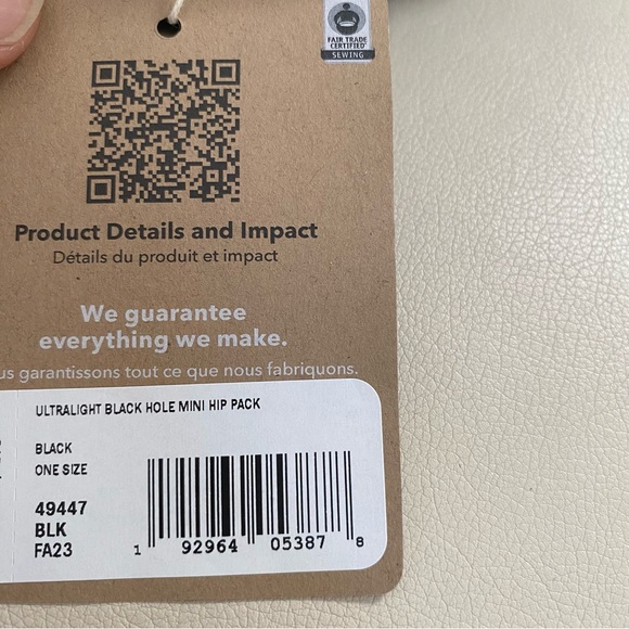 New with Tag Patagonia ultralite  hip pack fanny pack black 1 L Authentic - Picture 8 of 8